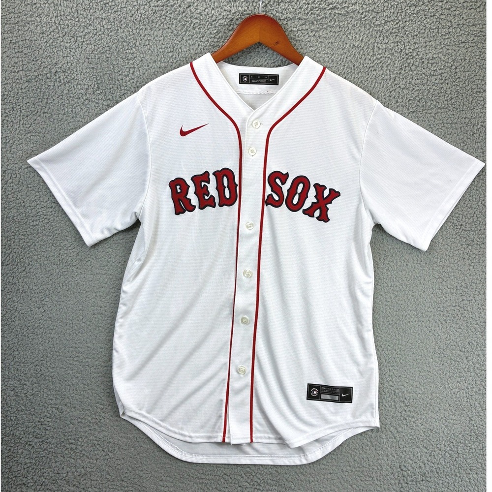 Nike Boston Red Sox MLB Baseball Jersey Mens M White Button Up Blokecore